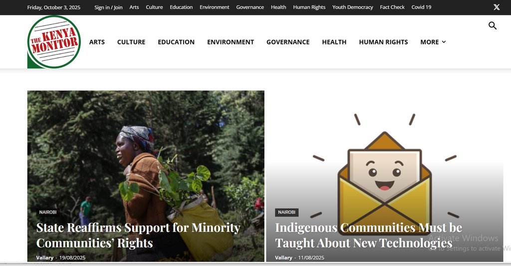 Screenshot of the The Kenya Monitor website