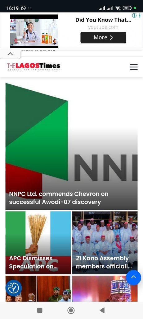 Screenshot of the The Lagos Times website