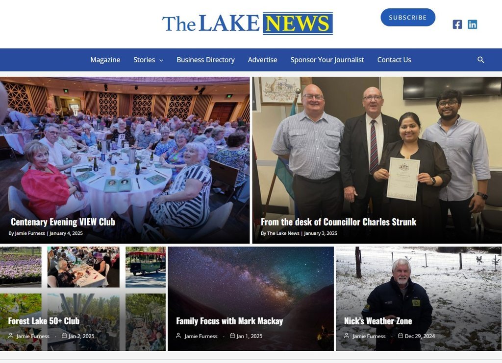 Screenshot of the The Lake News website