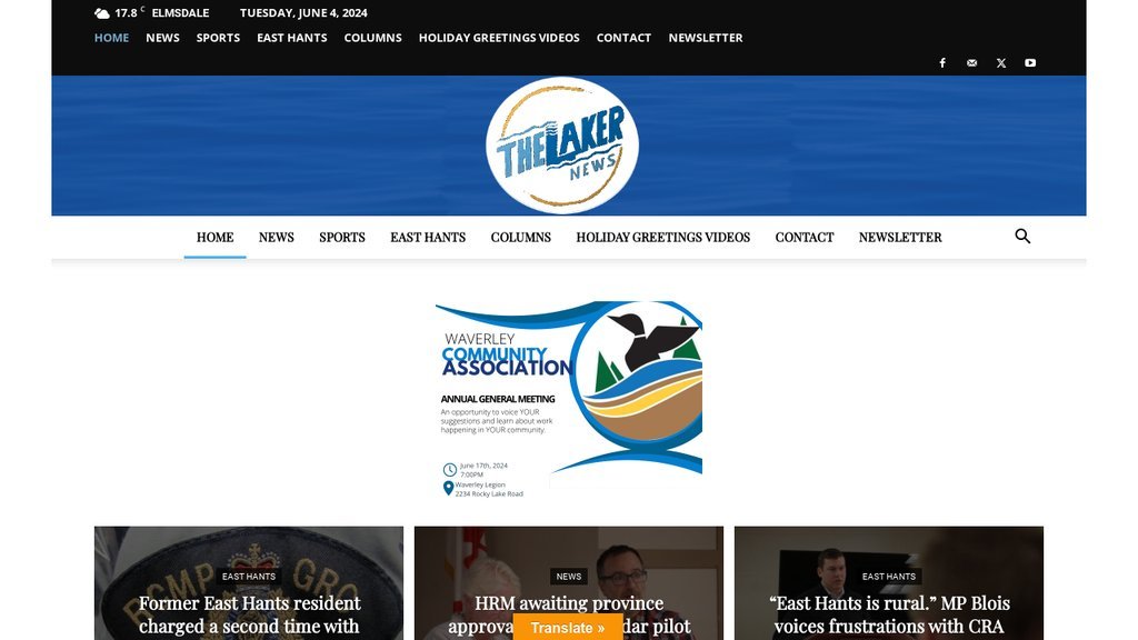 Screenshot of the The Laker News website