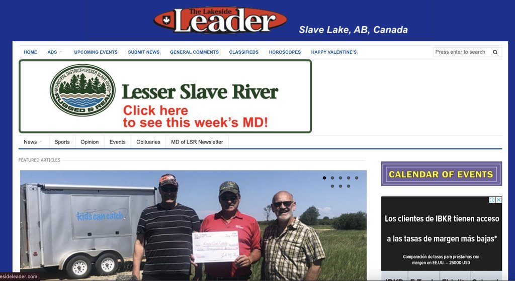 Screenshot of the The Lakeslide Leader website