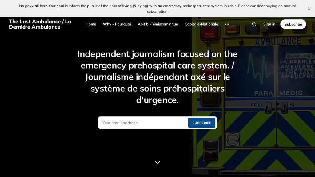 Screenshot of the The Last Ambulance website