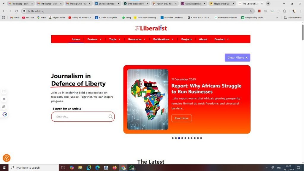 Screenshot of the The Liberalist website