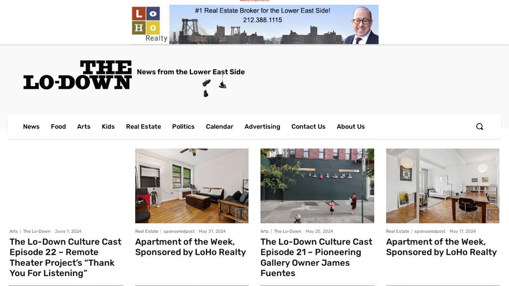 Screenshot of the The Lo-Down website
