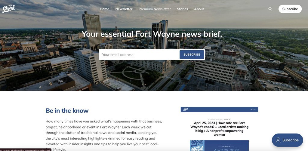 Screenshot of the The Local Fort Wayne website