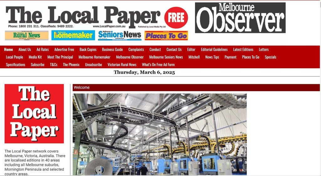 Screenshot of the The Local Paper website