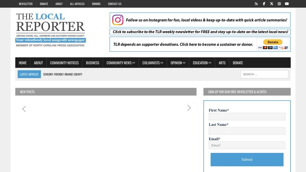 Screenshot of the The Local Reporter website