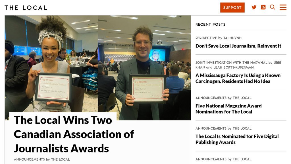 Screenshot of the The Local TO Publishing website