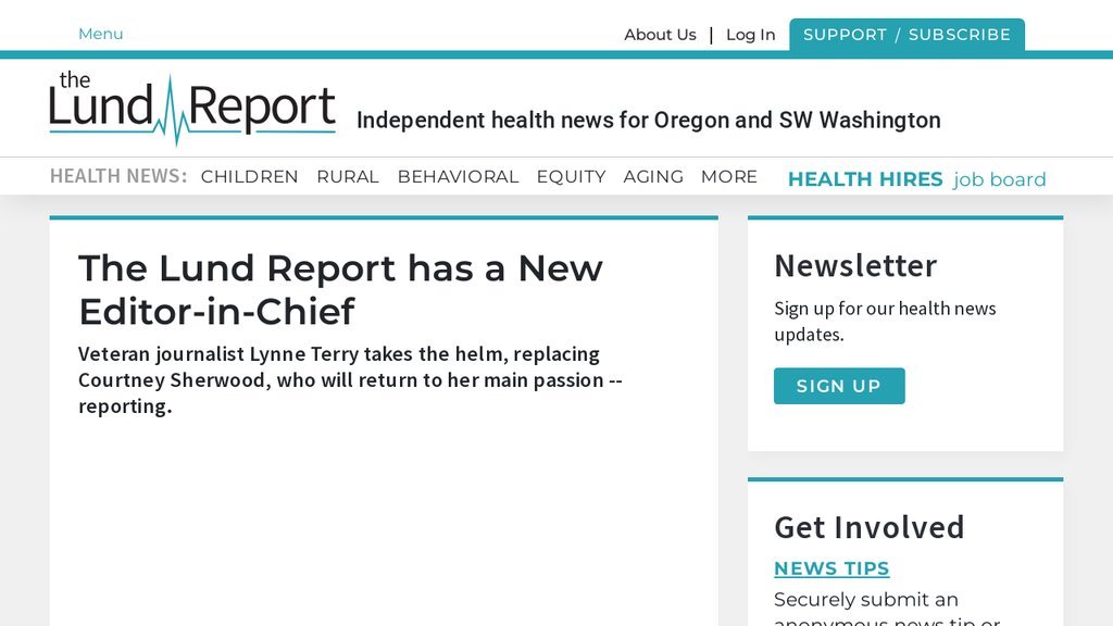 Screenshot of the The Lund Report website