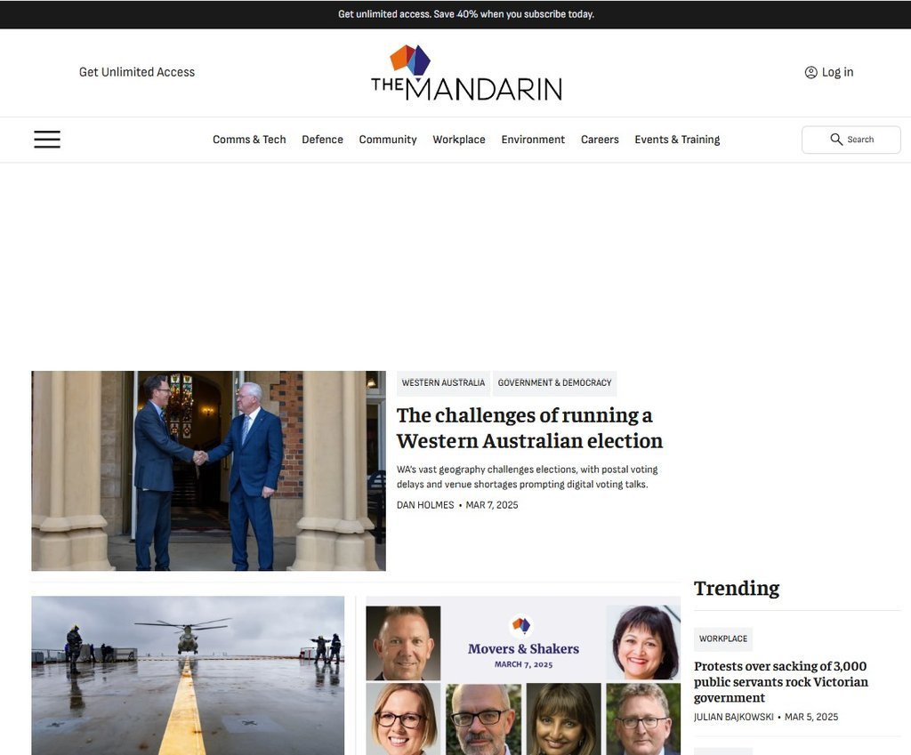 Screenshot of the The Mandarin website