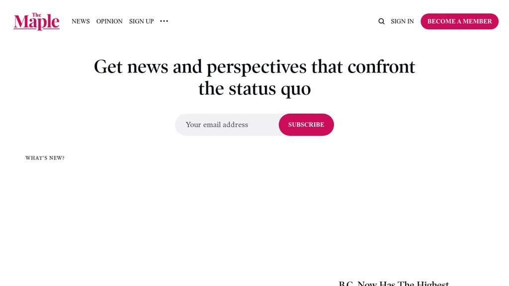 Screenshot of the The Maple website