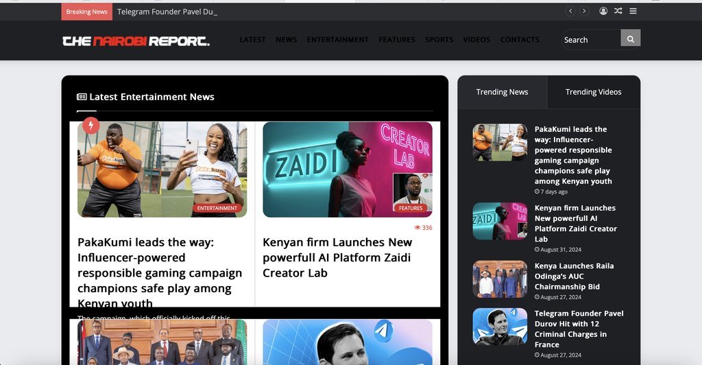 Screenshot of the The Nairobi Report website