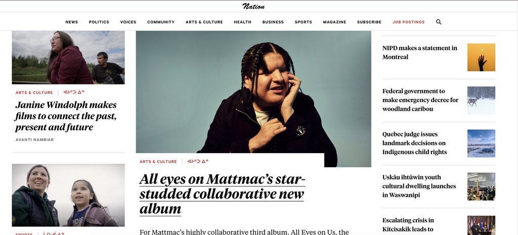 Screenshot of the The Nation website