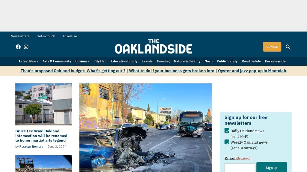 Screenshot of the The Oaklandside website