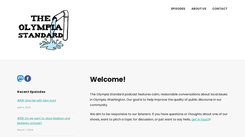 Screenshot of the The Olympia Standard website