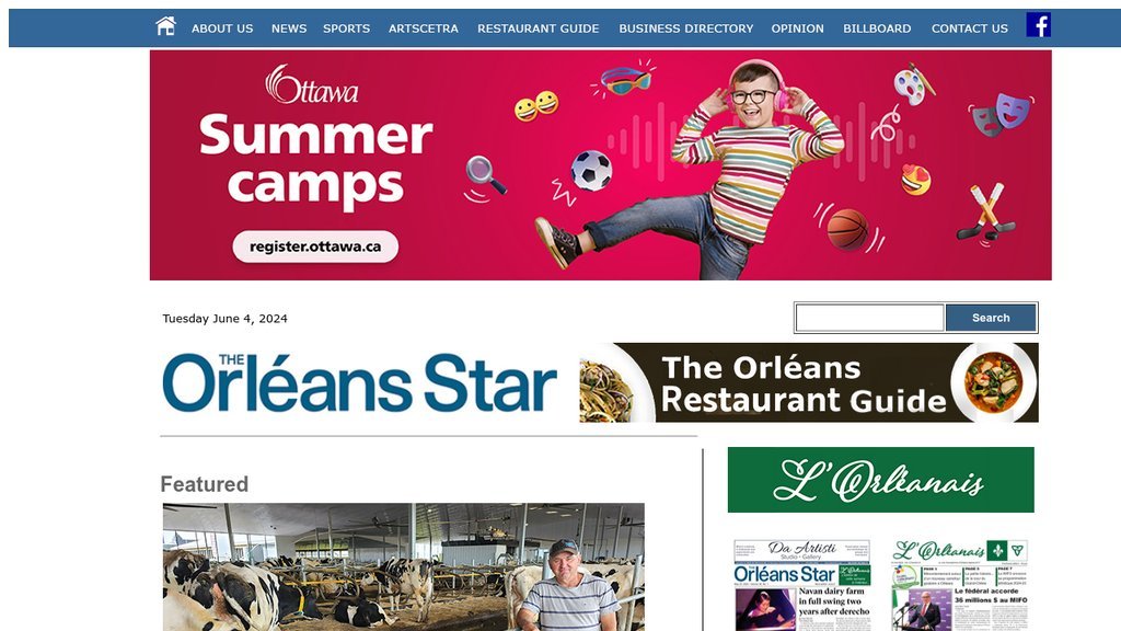 Screenshot of the The Orleans Star website