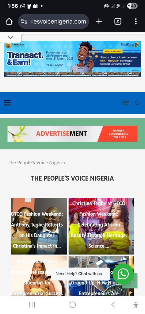 Screenshot of the The People's Voice Nigeria News website