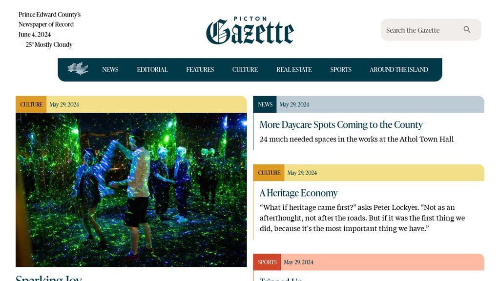 Screenshot of the The Picton Gazette website