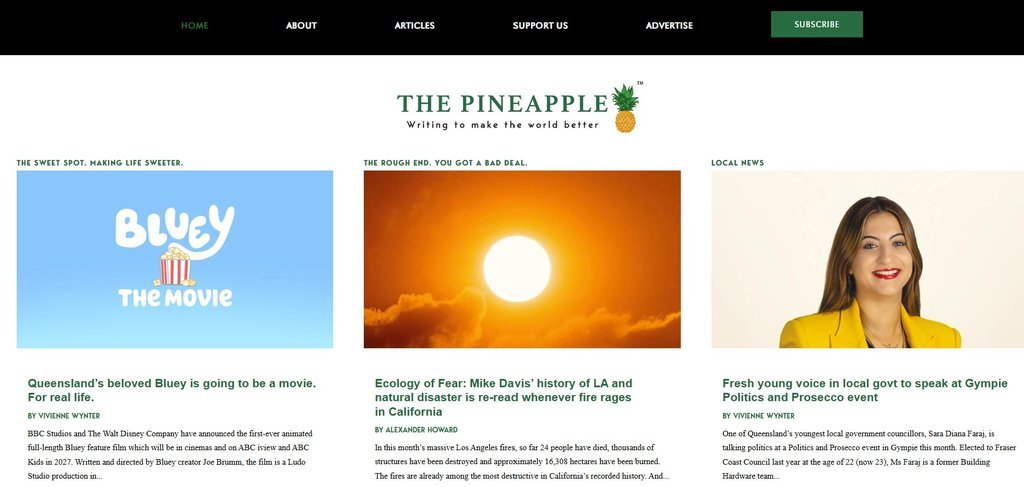 Screenshot of the The Pineapple website