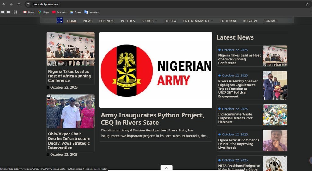 Screenshot of the The Port City News website