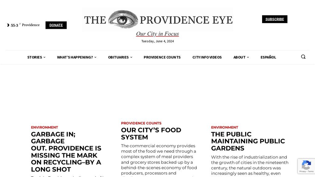Screenshot of the The Providence Eye website