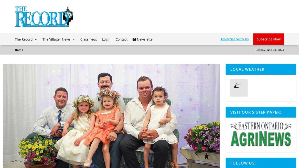 Screenshot of the The Record website