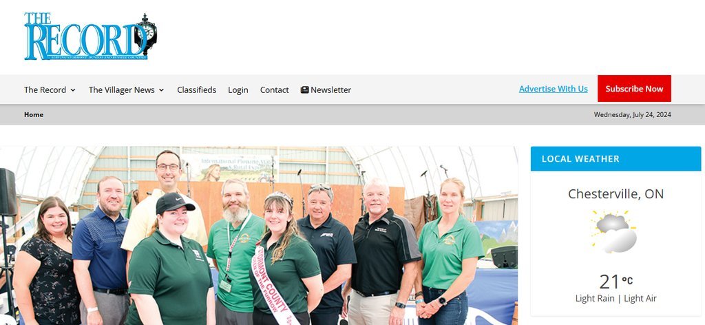 Screenshot of the The Record CA website