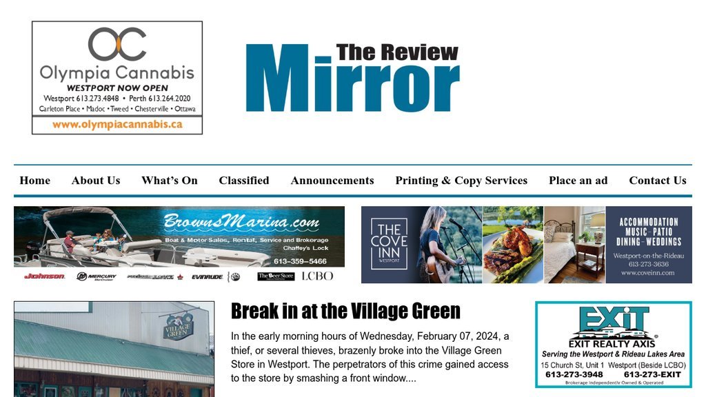 Screenshot of the The Review Mirror website