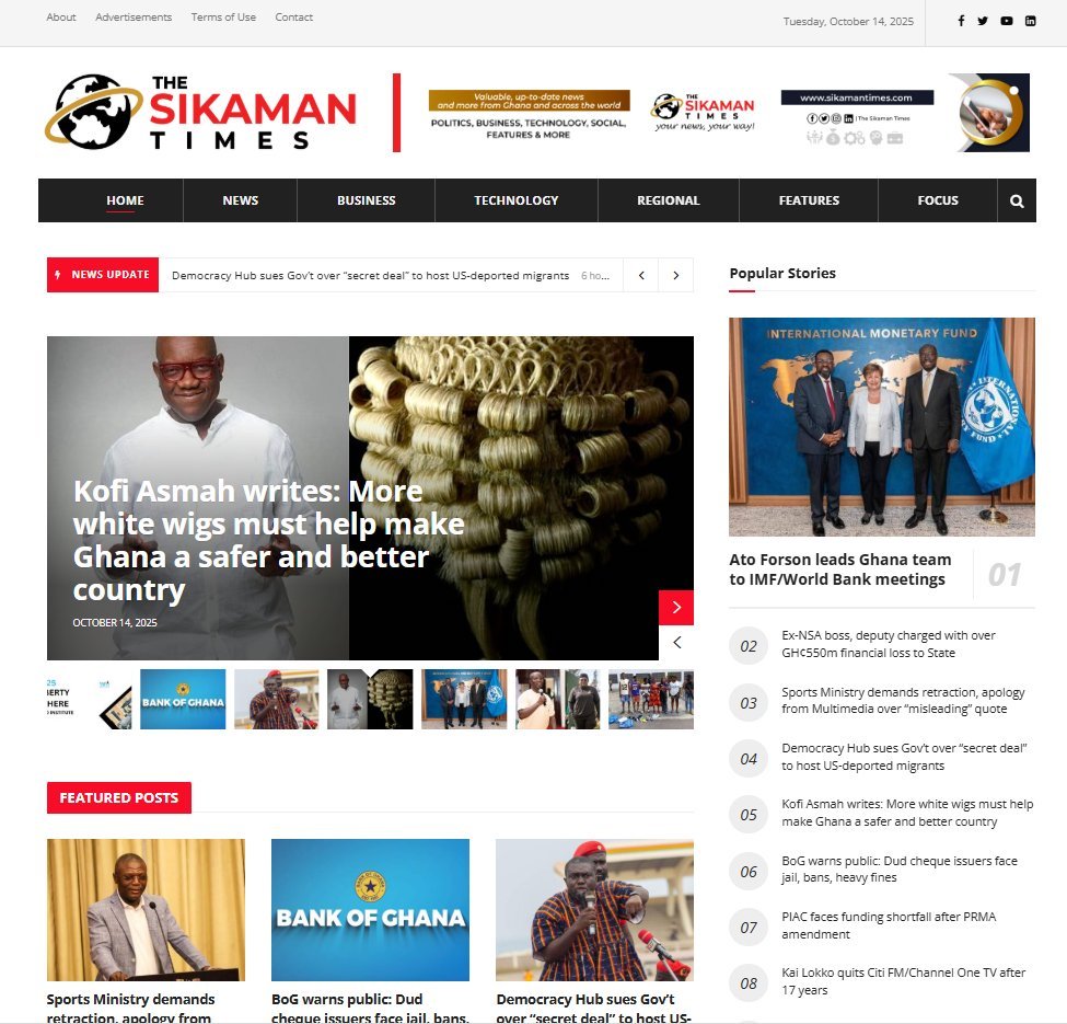 Screenshot of the The Sikaman Times website