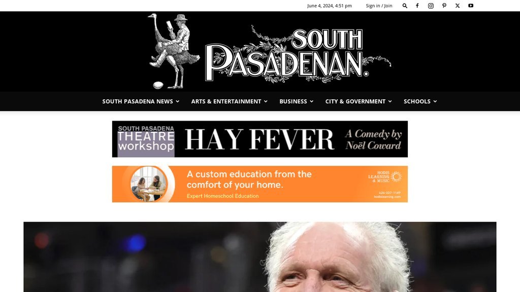 Screenshot of the The South Pasadenan website