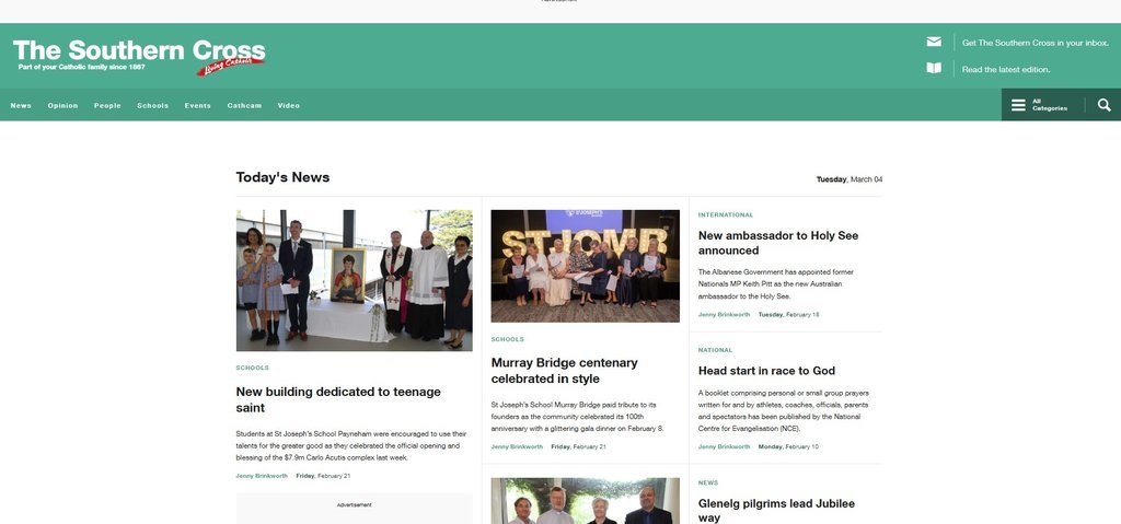 Screenshot of the The Southern Cross website
