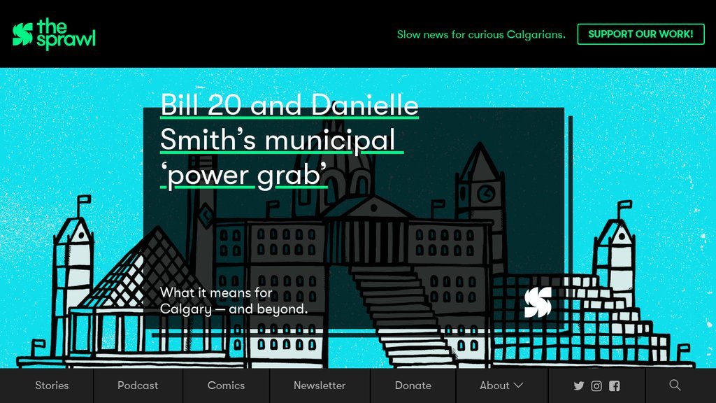 Screenshot of the The Sprawl website