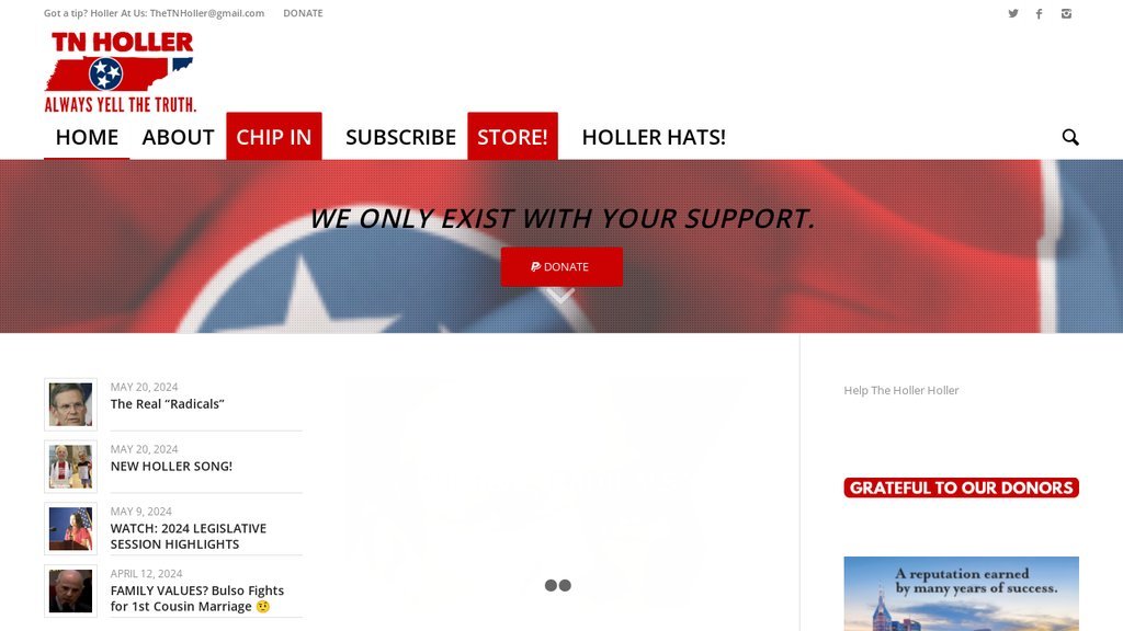 Screenshot of the The Tennessee Holler website