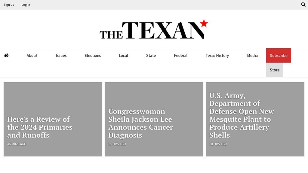 Screenshot of the The Texan website