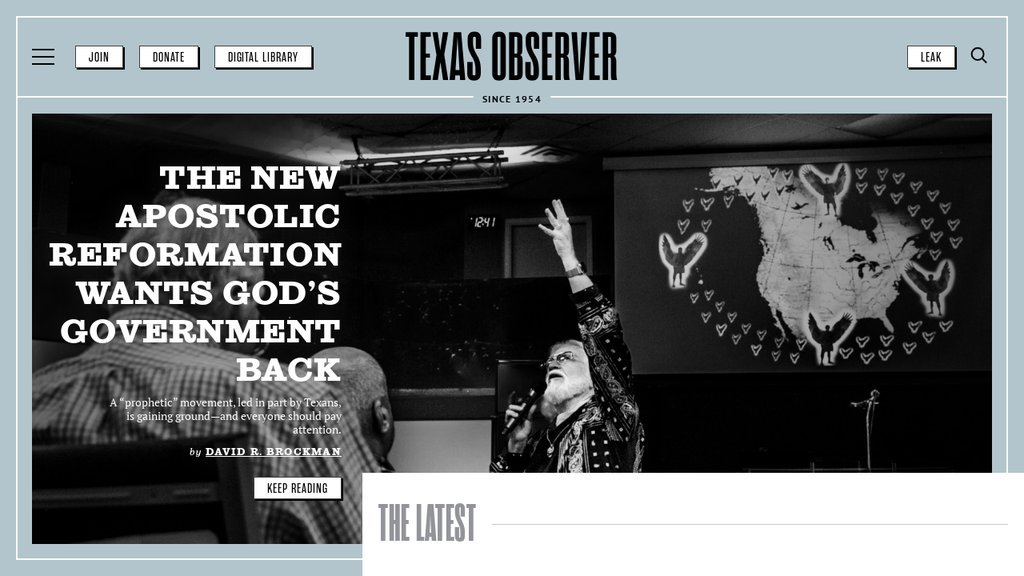 Screenshot of the The Texas Observer website