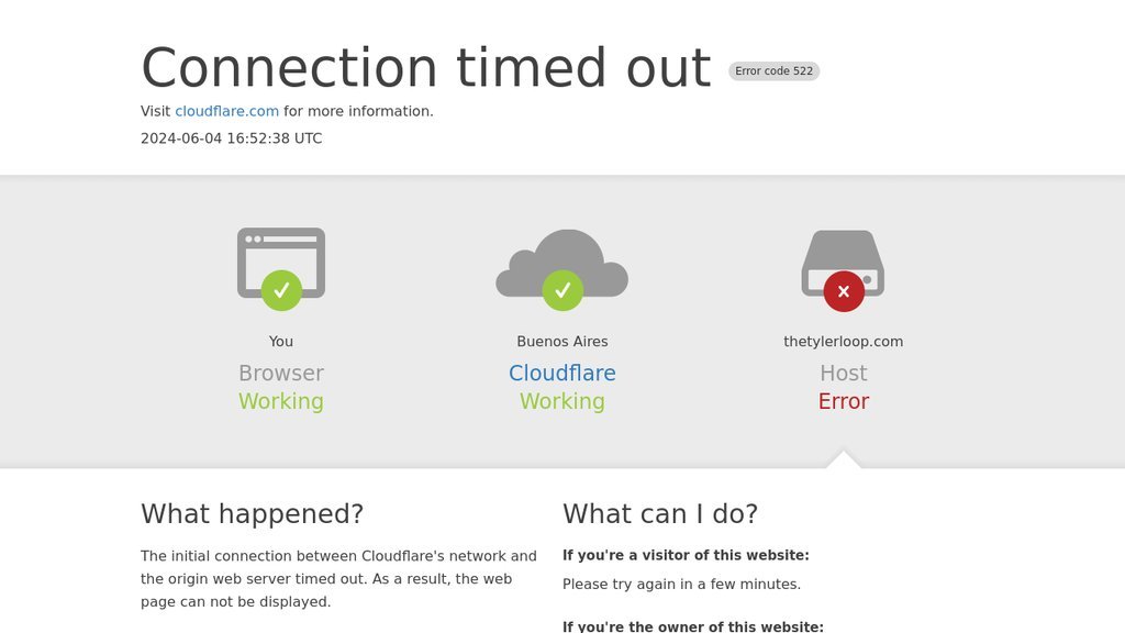 Screenshot of the The Tyler Loop website