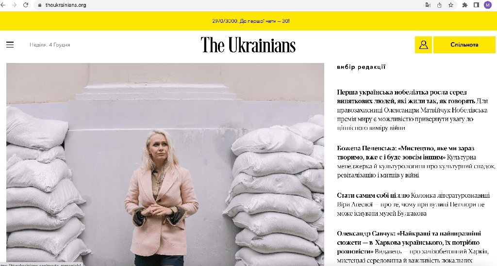 Screenshot of the The Ukrainians website