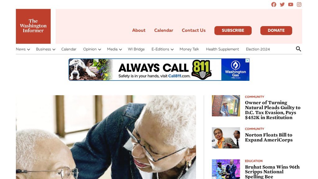 Screenshot of the The Washington Informer website