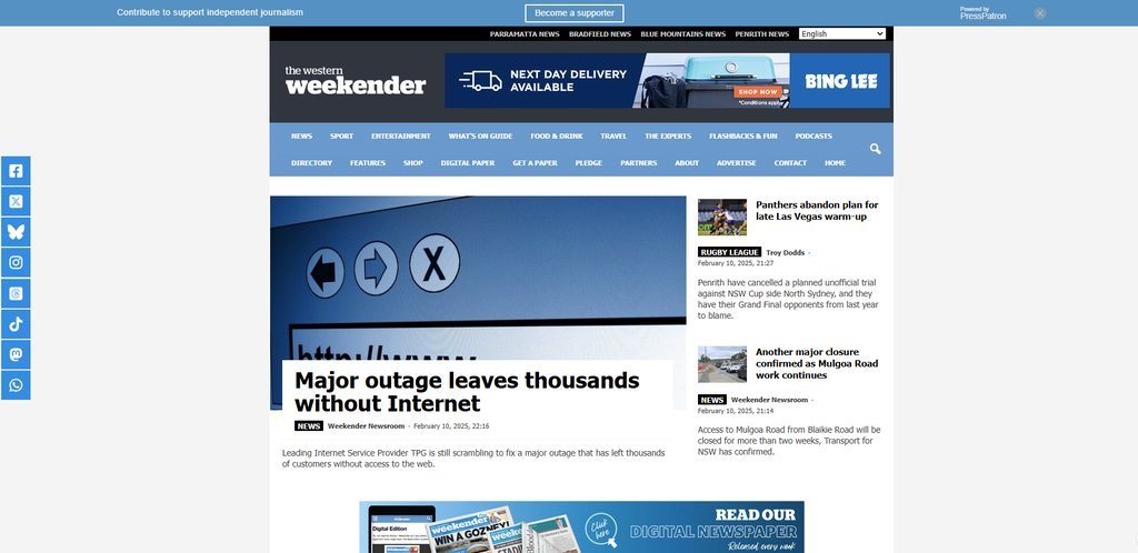 Screenshot of the The Western Weekender website
