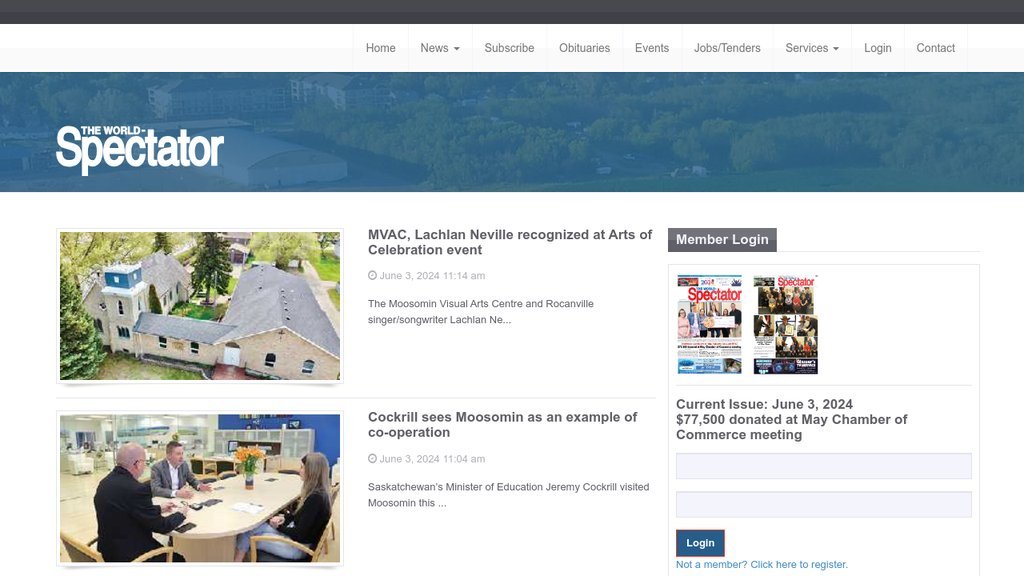 Screenshot of the The World-Spectator website