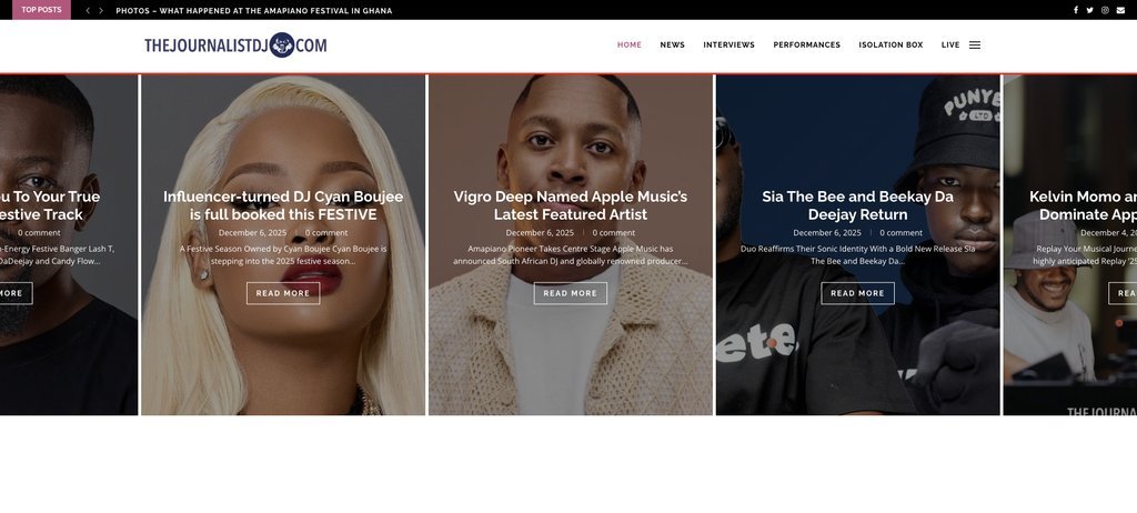 Screenshot of the thejournalistdj.com website
