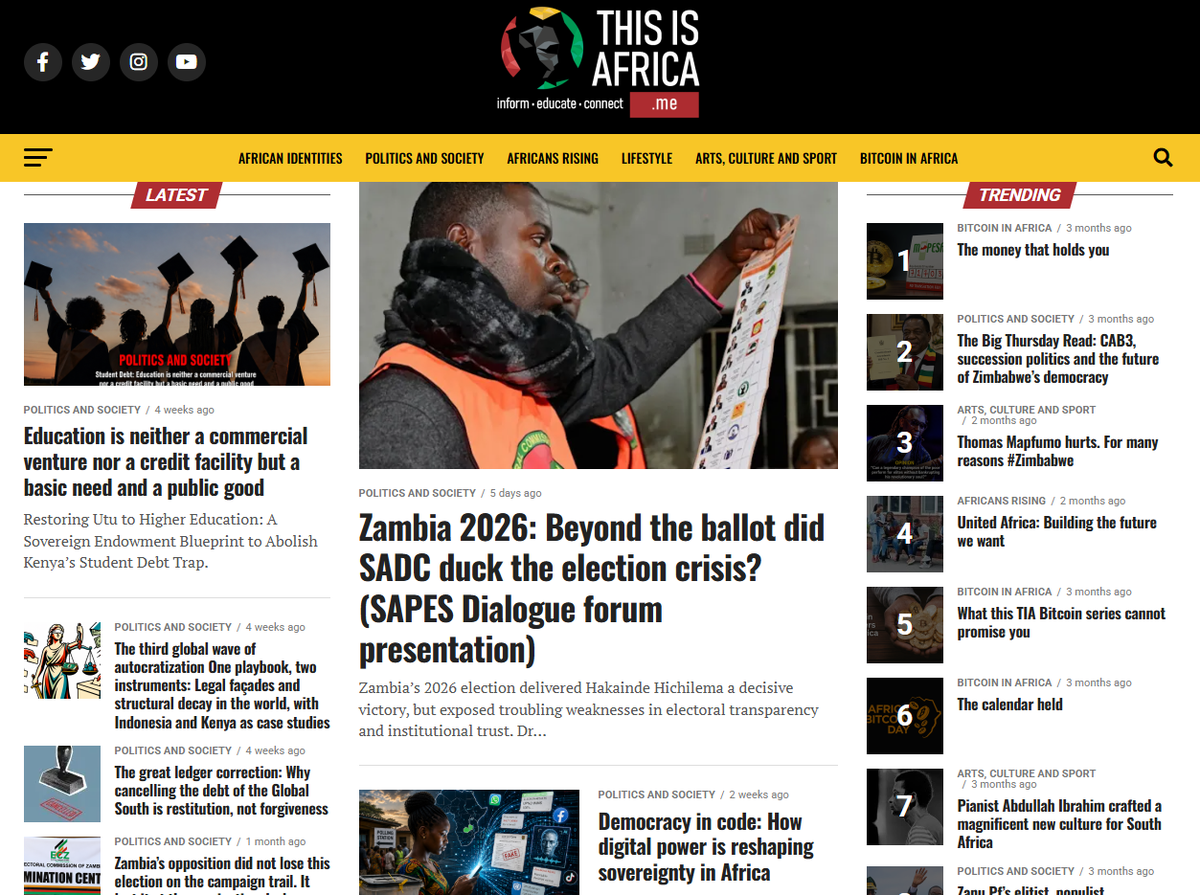 Screenshot of the This Is Africa website
