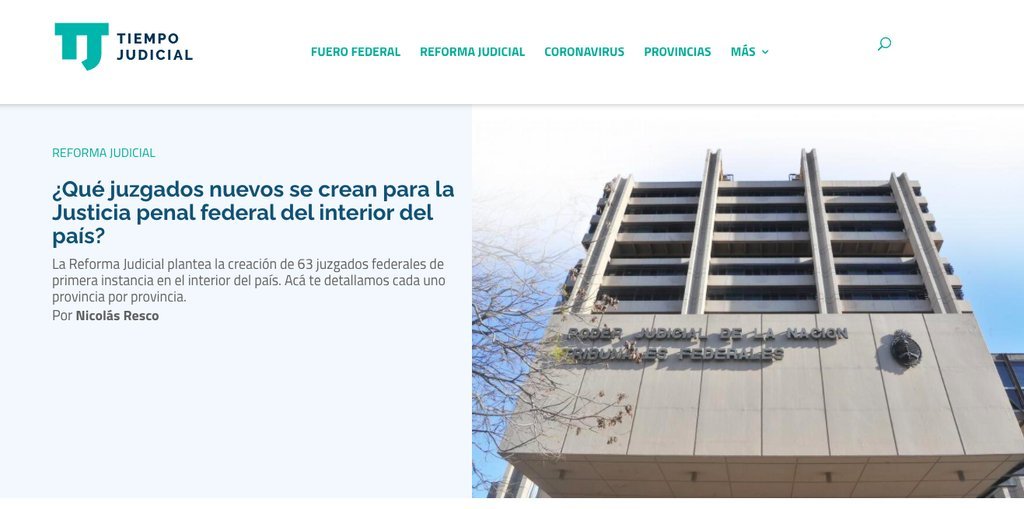 Screenshot of the Tiempo Judicial website