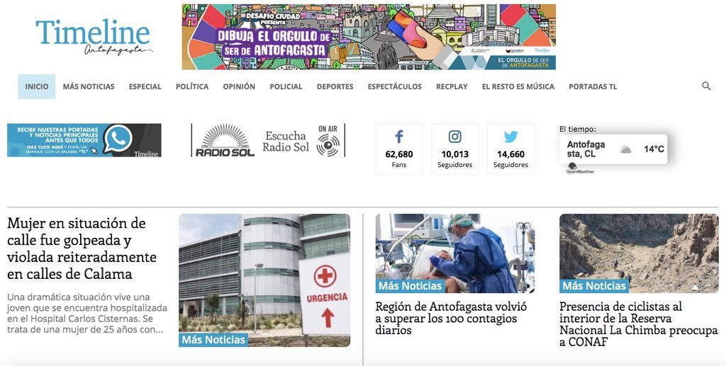 Screenshot of the Timeline Antofagasta website