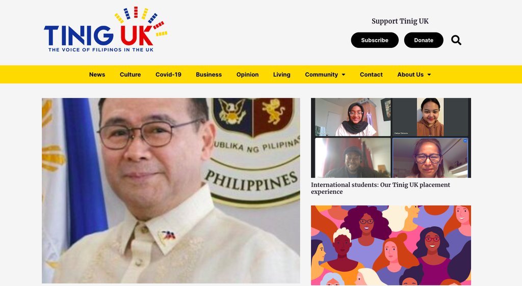 Screenshot of the Tinig UK website