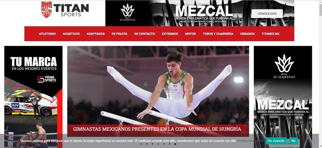 Screenshot of the Titan Sports website