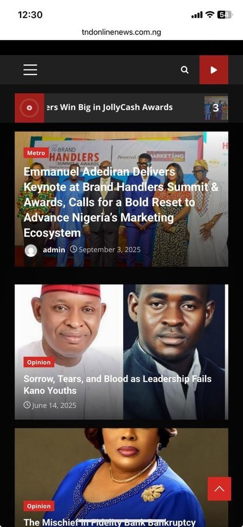 Screenshot of the TND Online News website