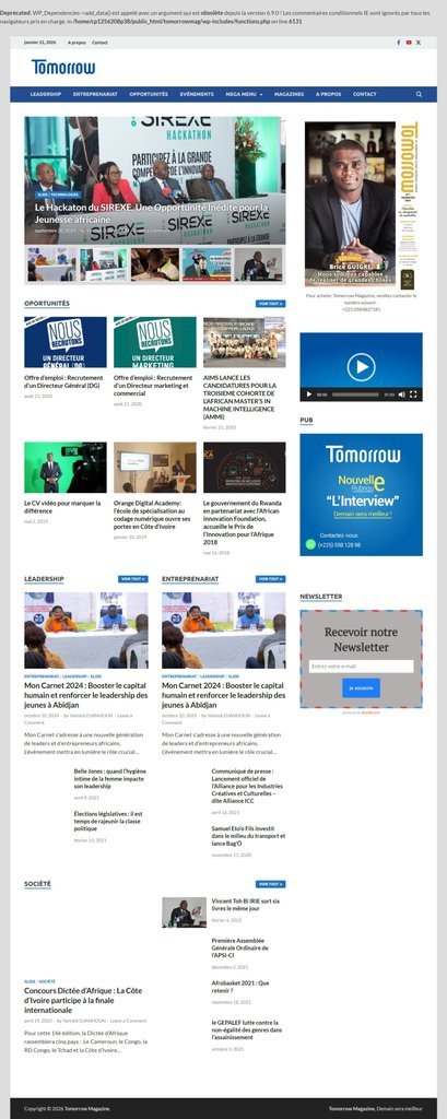Screenshot of the Tomorrow Magazine website