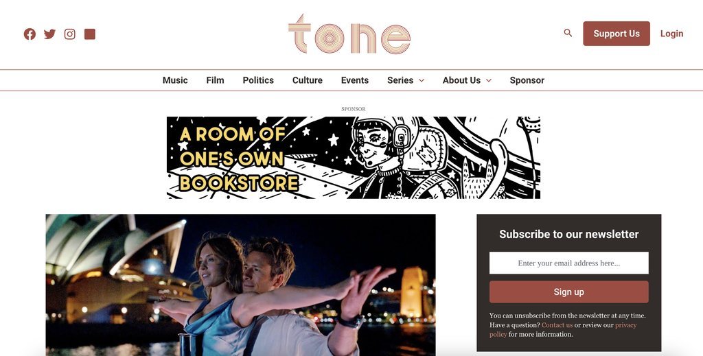 Screenshot of the Tone Madison website