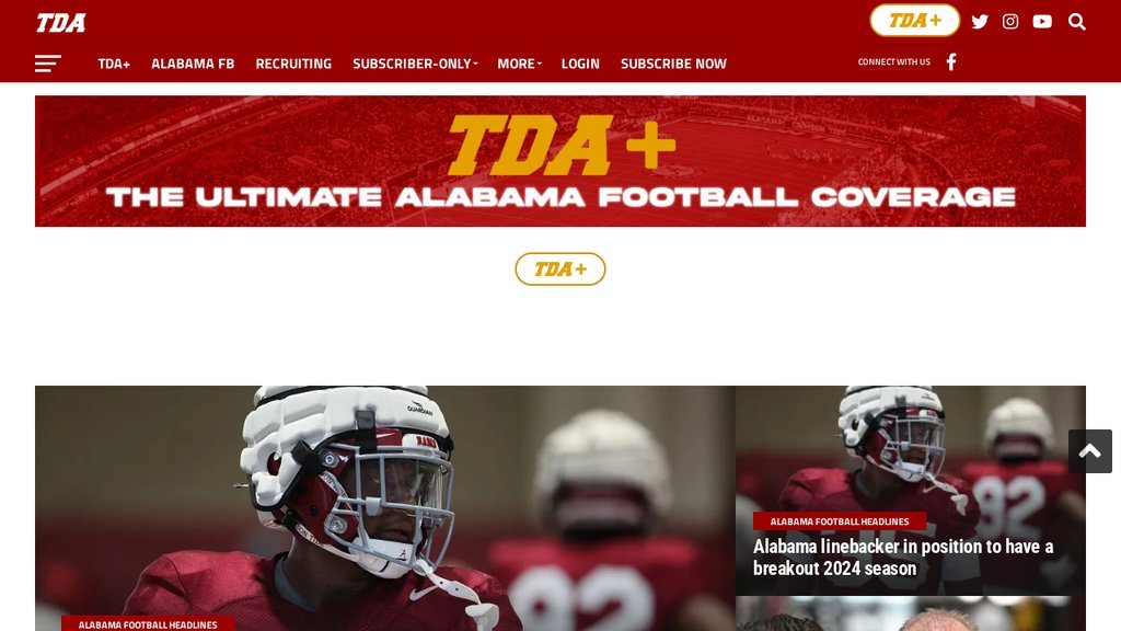 Screenshot of the Touchdown Alabama Magazine website